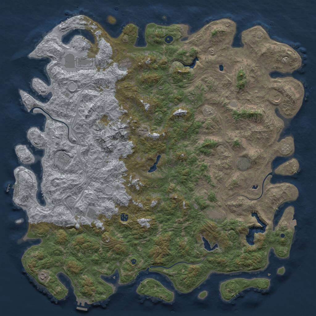 Rust Map: Procedural Map, Size: 6000, Seed: 534058, 17 Monuments