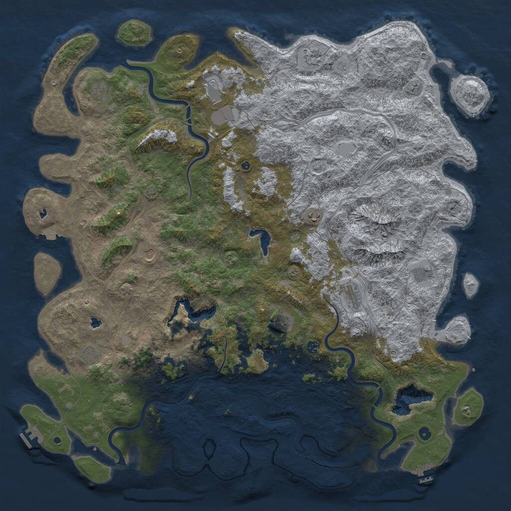 Rust Map: Procedural Map, Size: 6000, Seed: 488568, 17 Monuments