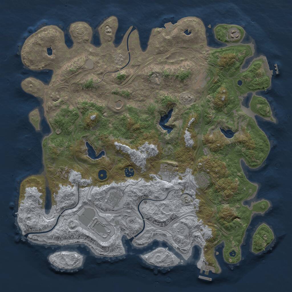 Rust Map: Procedural Map, Size: 4500, Seed: 1208407, 16 Monuments