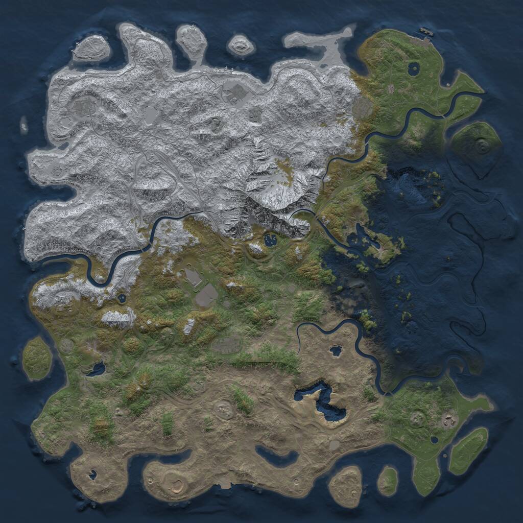 Rust Map: Procedural Map, Size: 6000, Seed: 433024, 17 Monuments