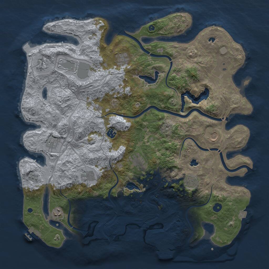 Rust Map: Procedural Map, Size: 4500, Seed: 1230582, 17 Monuments