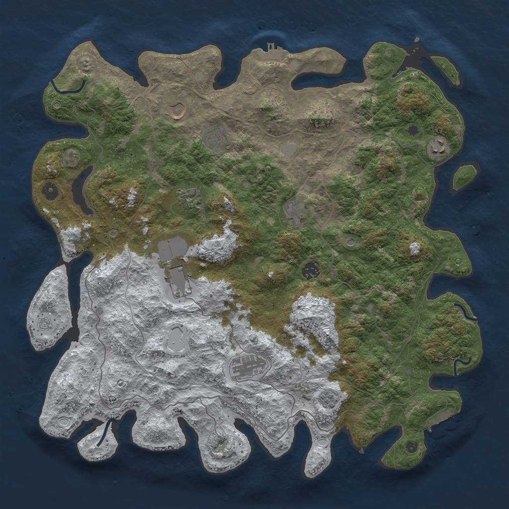 Rust Map: Procedural Map, Size: 4500, Seed: 6097391, 18 Monuments
