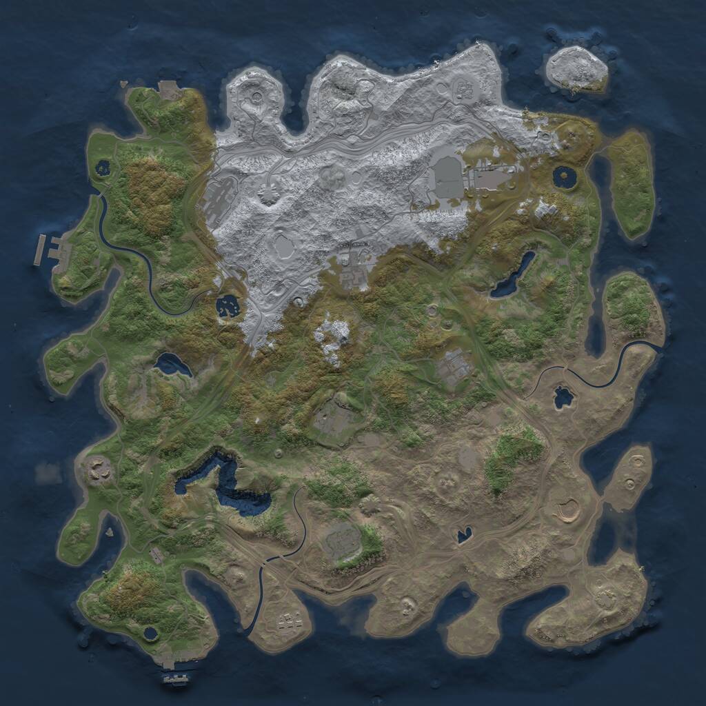 Rust Map: Procedural Map, Size: 4500, Seed: 364630, 16 Monuments