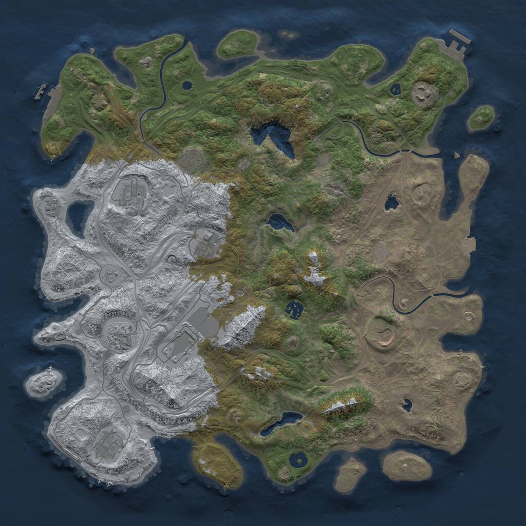 Rust Map: Procedural Map, Size: 4500, Seed: 3860272, 16 Monuments