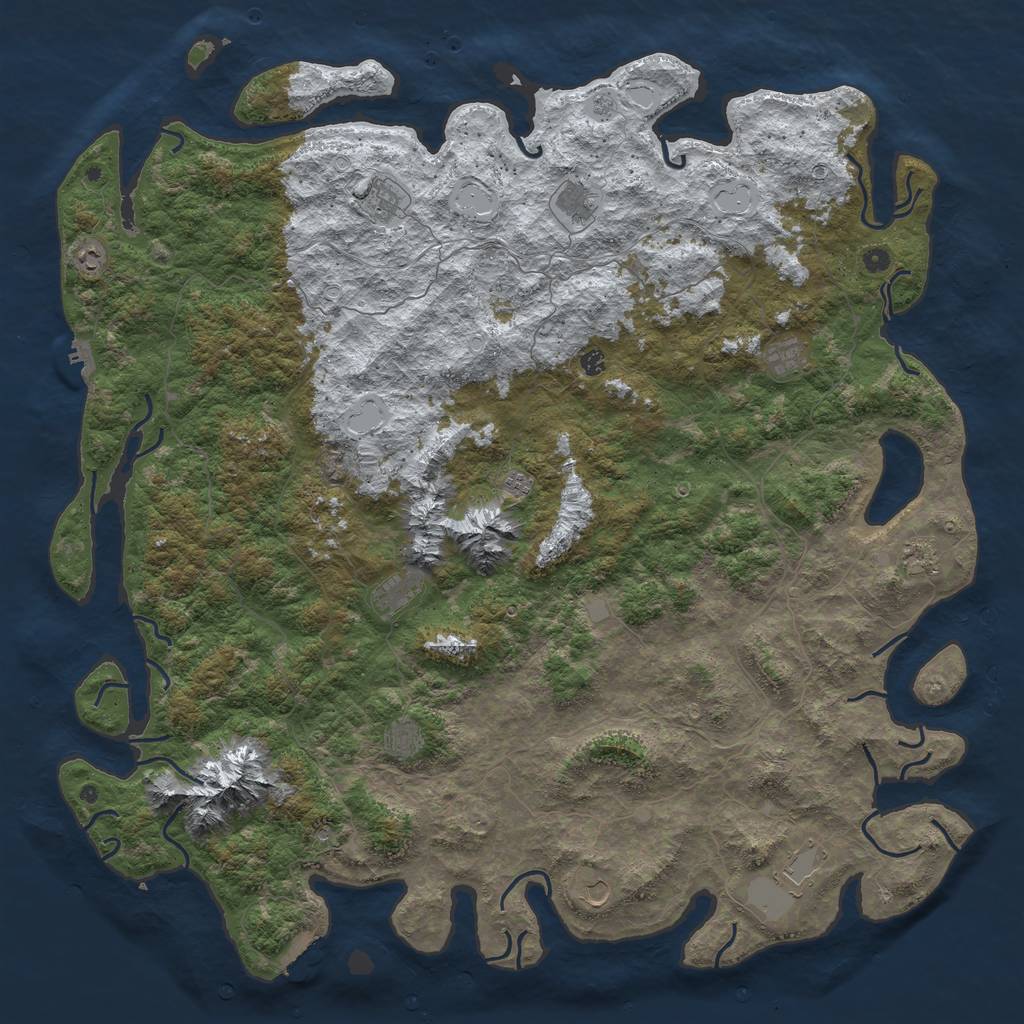 Rust Map: Procedural Map, Size: 6000, Seed: 516571, 20 Monuments