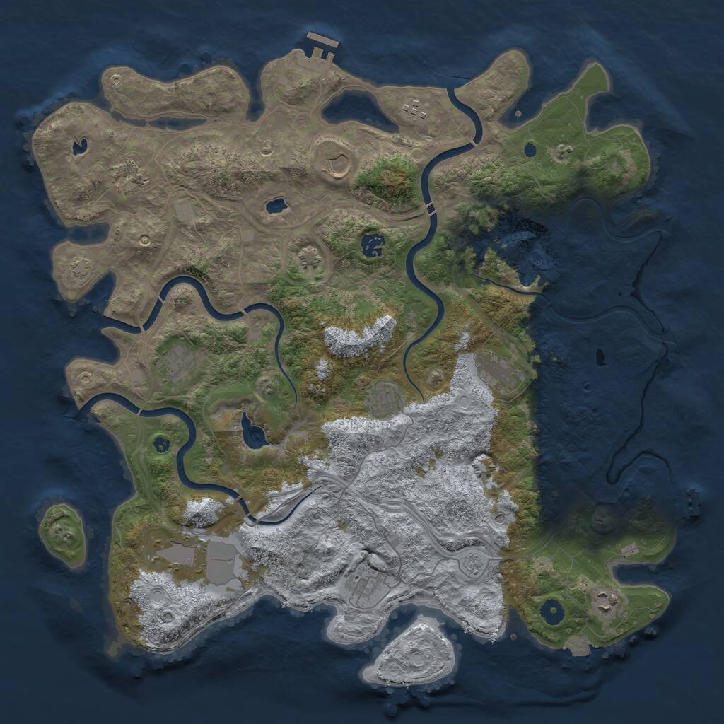 Rust Map: Procedural Map, Size: 4500, Seed: 3685541, 16 Monuments