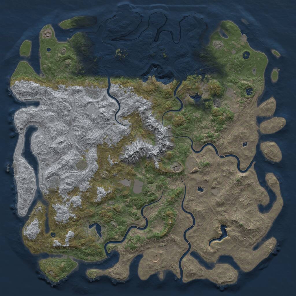 Rust Map: Procedural Map, Size: 6000, Seed: 621561, 17 Monuments