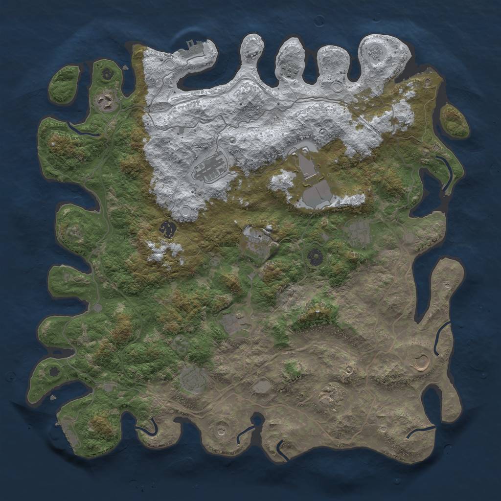 Rust Map: Procedural Map, Size: 4500, Seed: 3697665, 20 Monuments