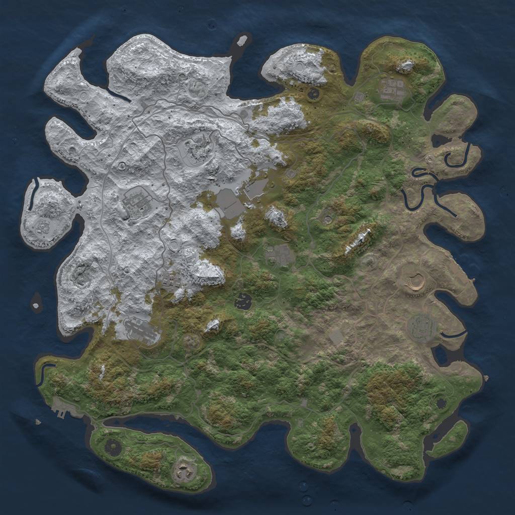 Rust Map: Procedural Map, Size: 4500, Seed: 2342232, 20 Monuments