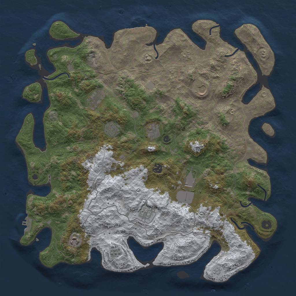 Rust Map: Procedural Map, Size: 4500, Seed: 476605, 18 Monuments
