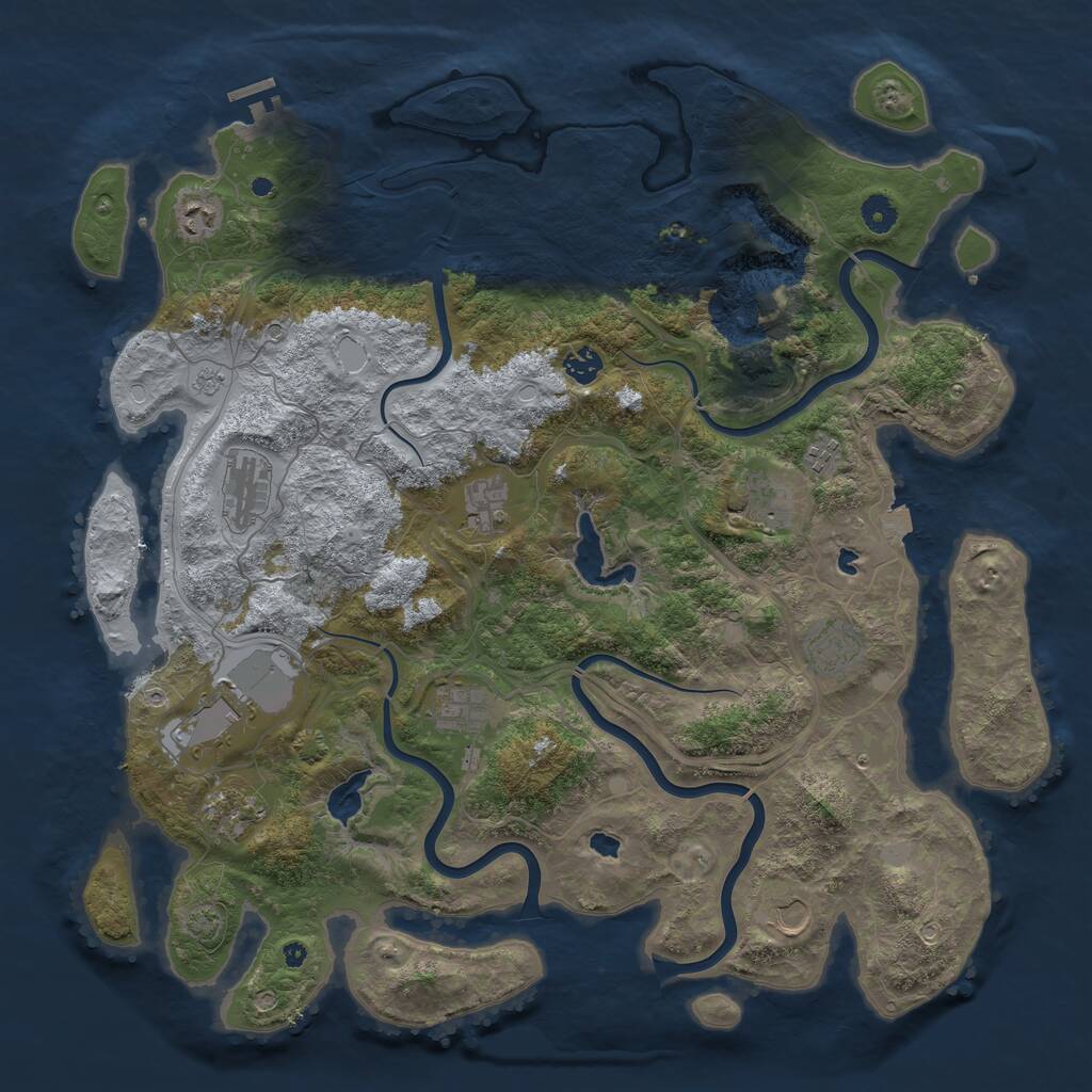 Rust Map: Procedural Map, Size: 4500, Seed: 4394703, 16 Monuments