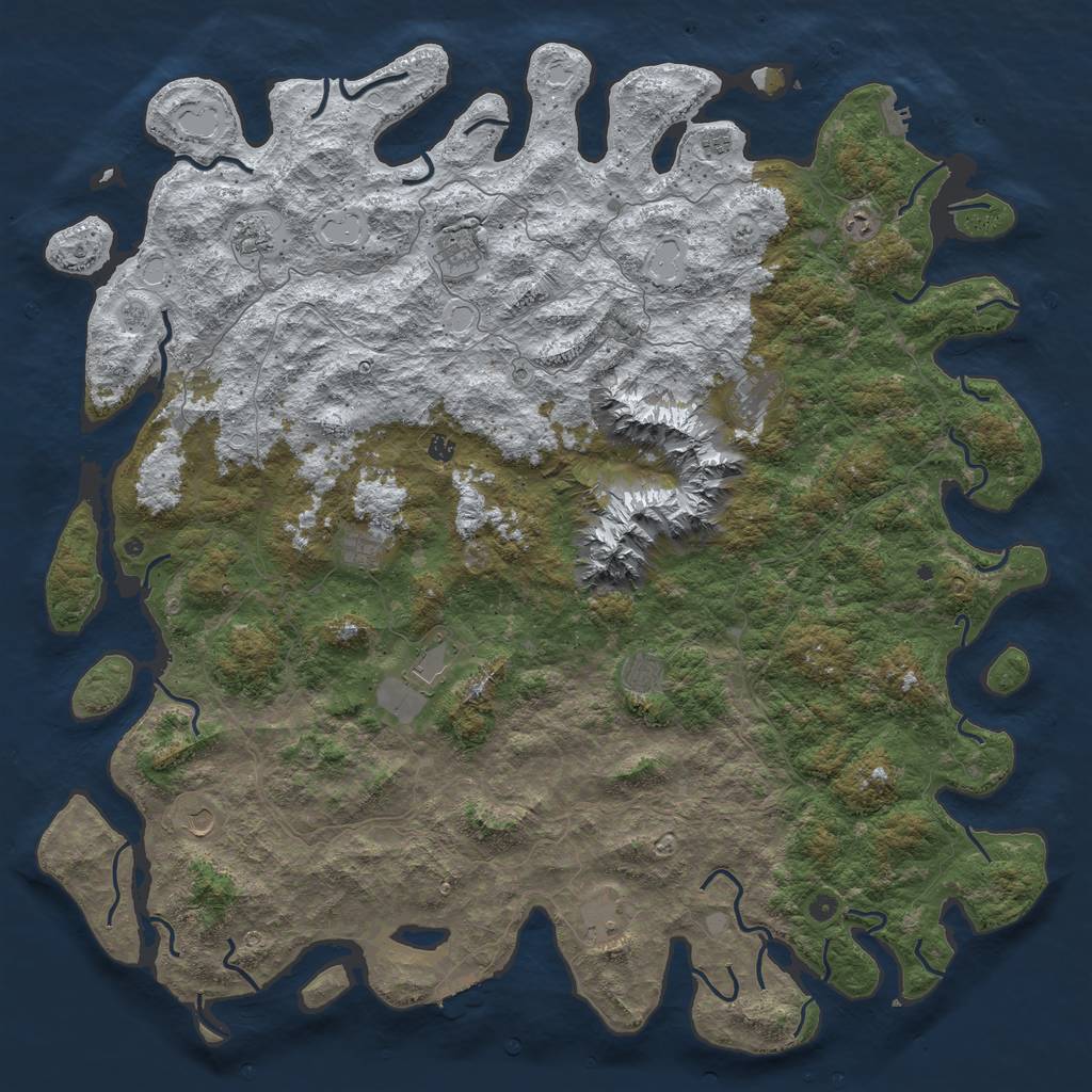 Rust Map: Procedural Map, Size: 6000, Seed: 756375, 20 Monuments