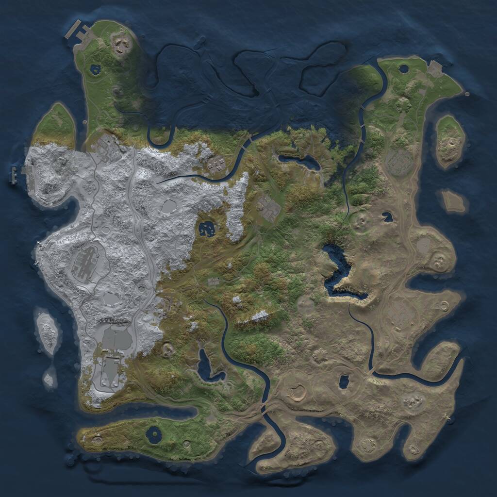 Rust Map: Procedural Map, Size: 4500, Seed: 4975570, 17 Monuments