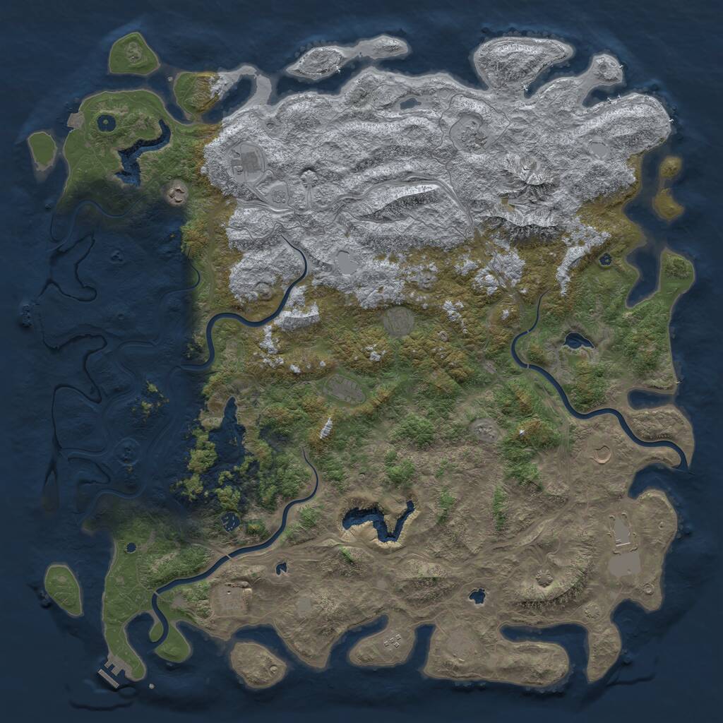 Rust Map: Procedural Map, Size: 6000, Seed: 672588, 17 Monuments