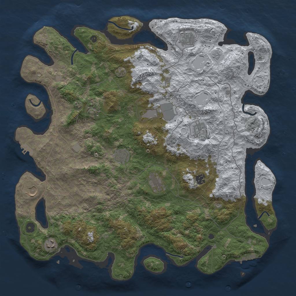 Rust Map: Procedural Map, Size: 4500, Seed: 3328054, 19 Monuments