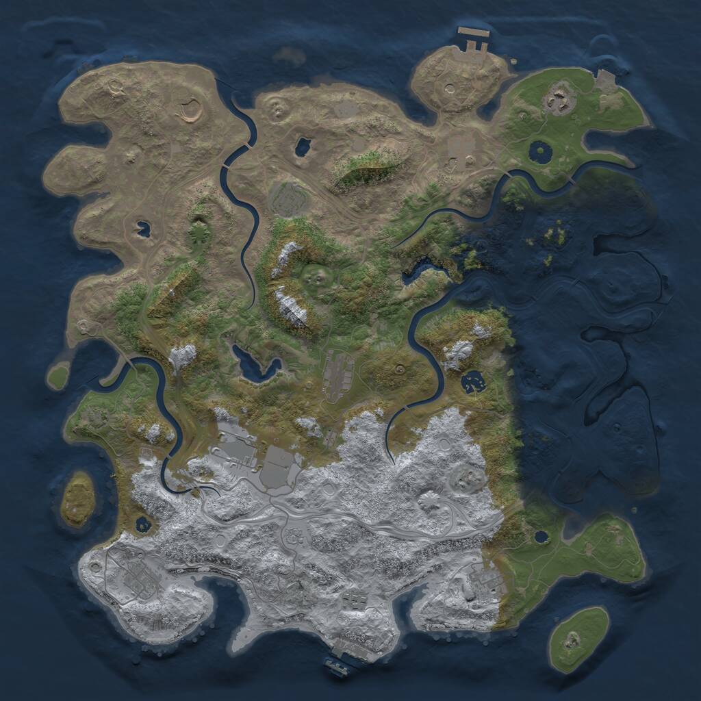 Rust Map: Procedural Map, Size: 4500, Seed: 1681031, 16 Monuments