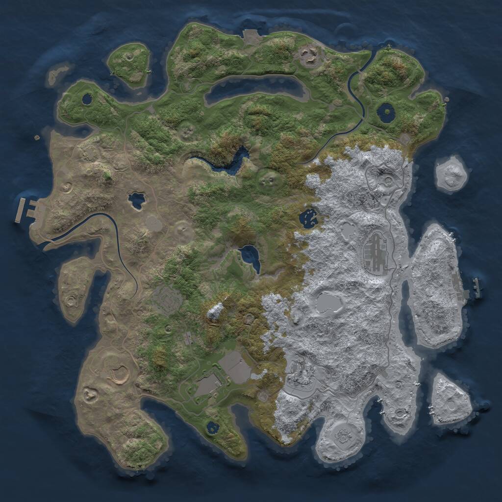 Rust Map: Procedural Map, Size: 4000, Seed: 280977, 13 Monuments