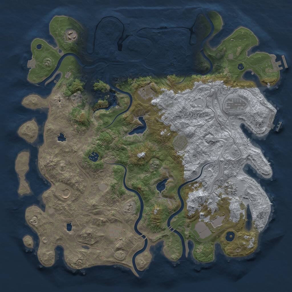 Rust Map: Procedural Map, Size: 4500, Seed: 355942, 16 Monuments