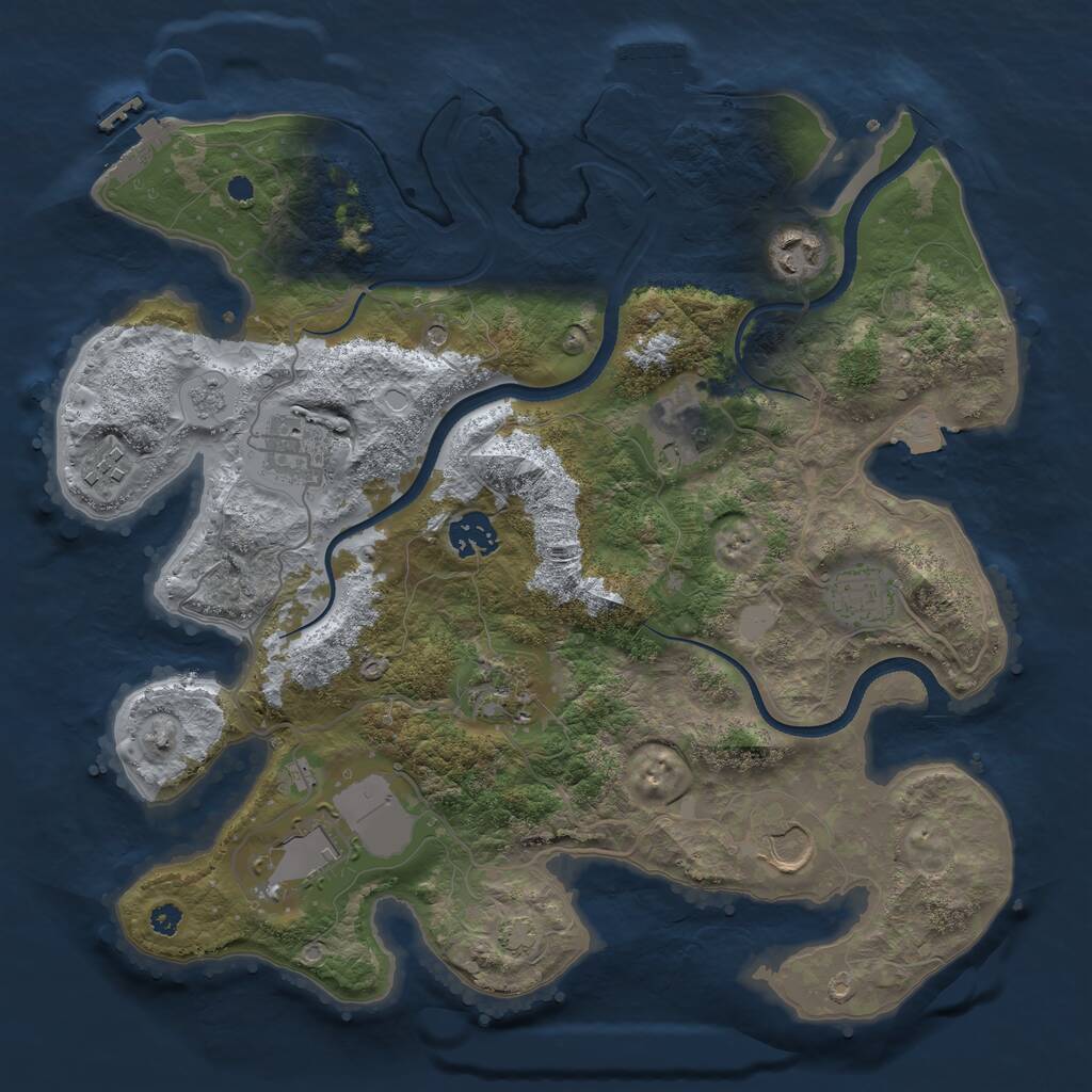 Rust Map: Procedural Map, Size: 3500, Seed: 681762224, 15 Monuments