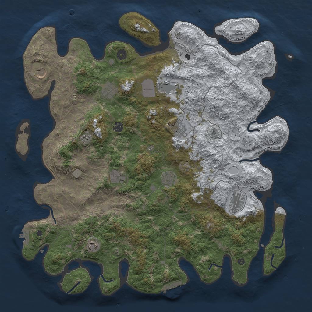 Rust Map: Procedural Map, Size: 4500, Seed: 5632740, 19 Monuments