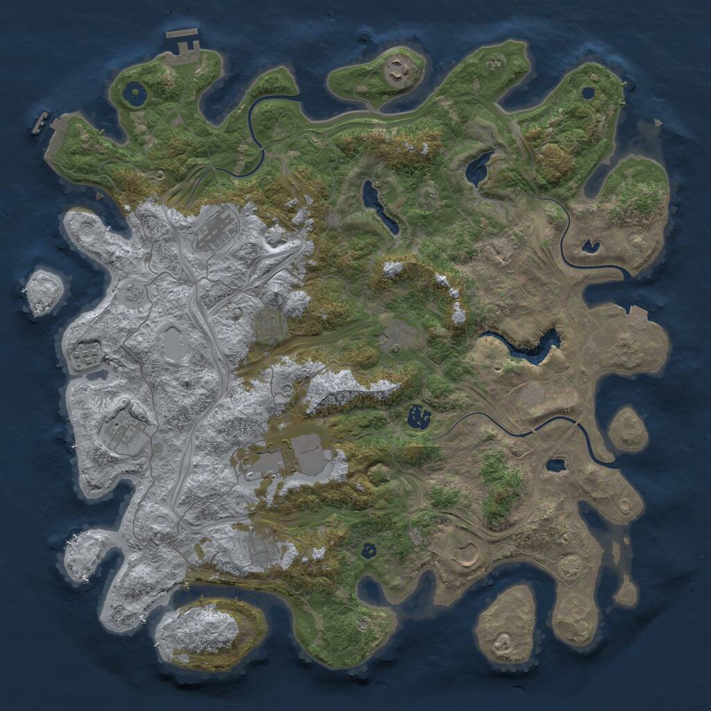 Rust Map: Procedural Map, Size: 4500, Seed: 2390784, 16 Monuments