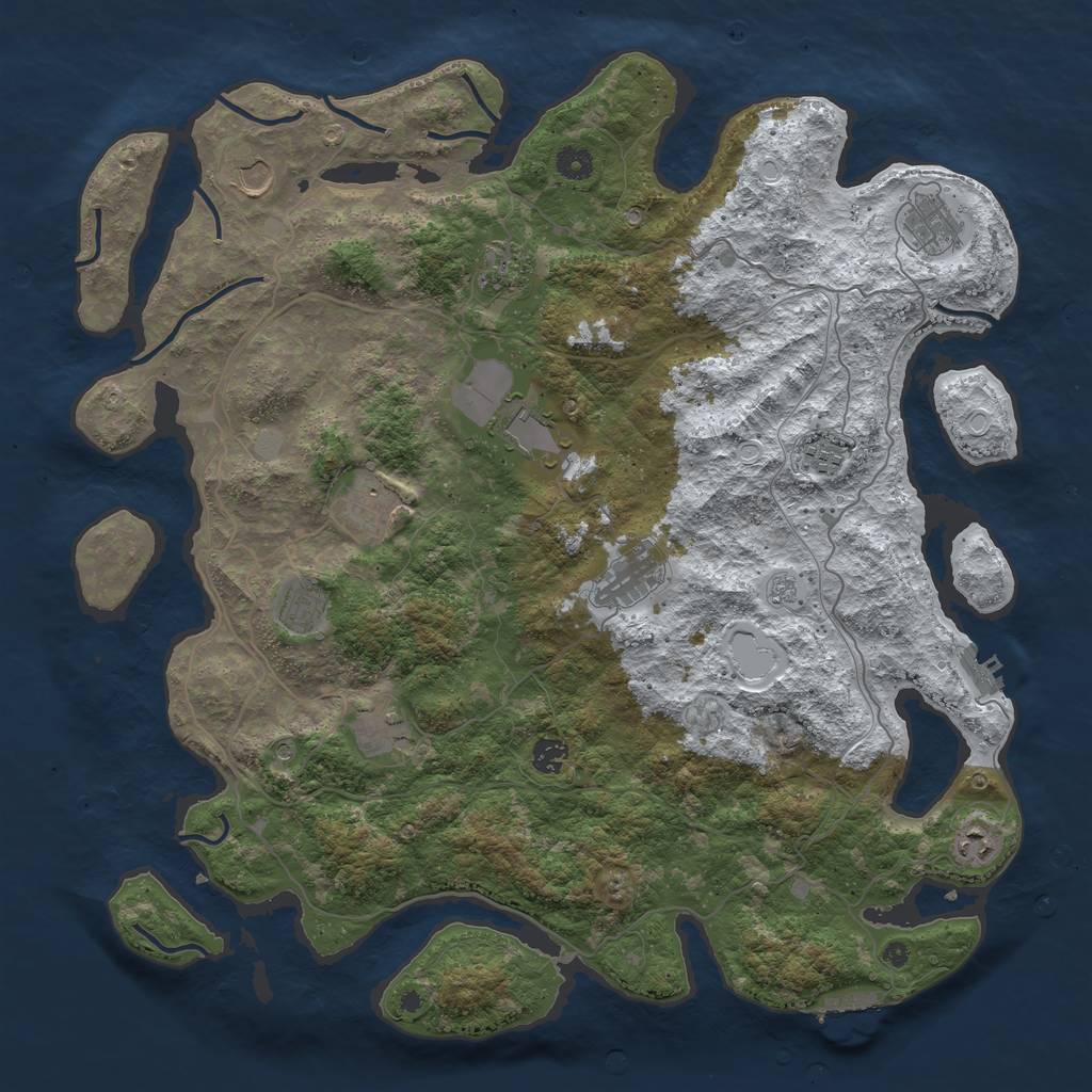 Rust Map: Procedural Map, Size: 4500, Seed: 1364132, 20 Monuments