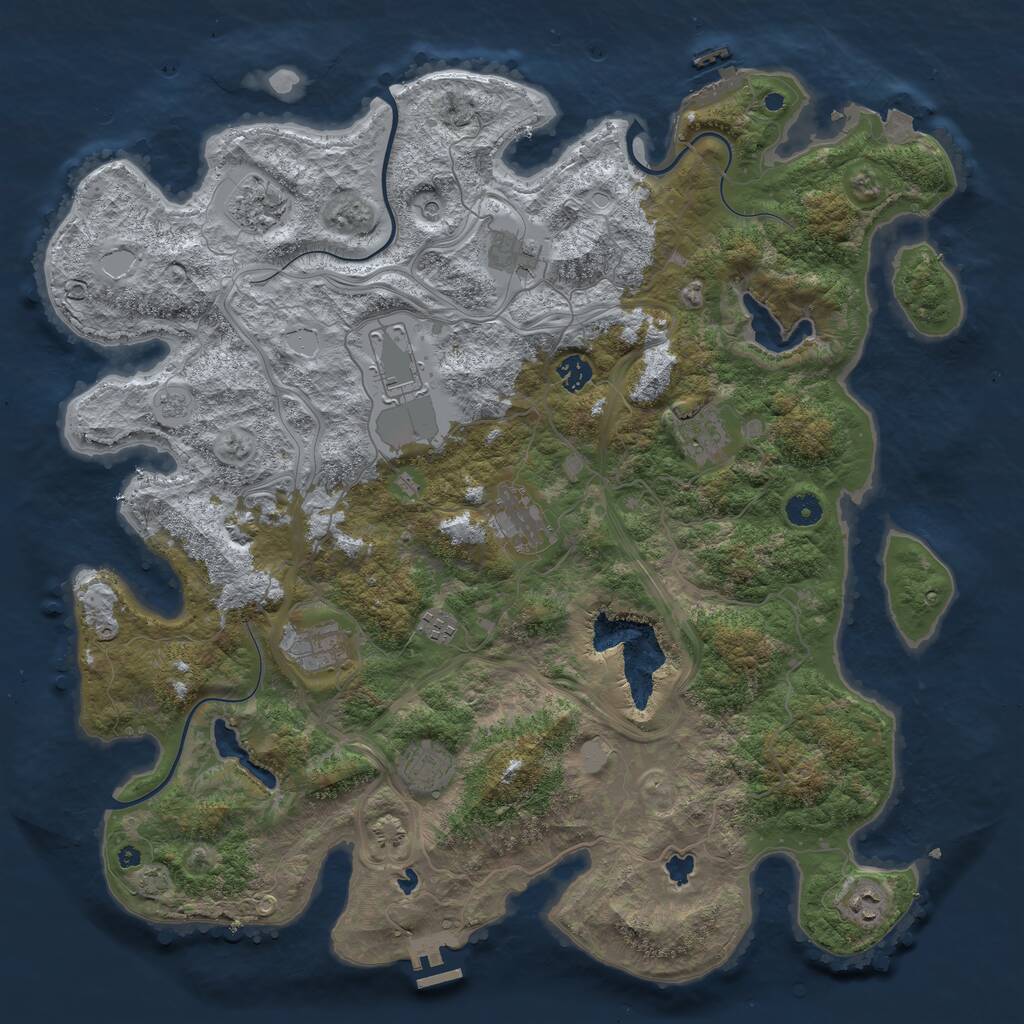 Rust Map: Procedural Map, Size: 4500, Seed: 5772472, 16 Monuments