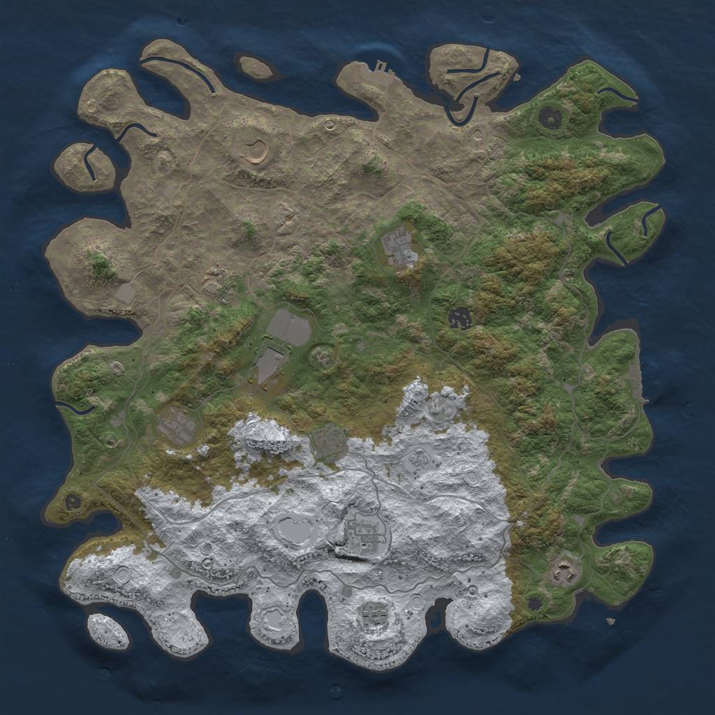 Rust Map: Procedural Map, Size: 4500, Seed: 3715538, 19 Monuments
