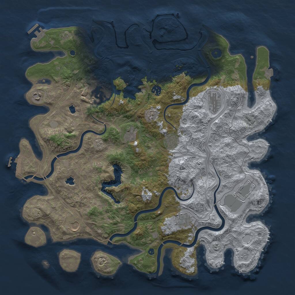 Rust Map: Procedural Map, Size: 4500, Seed: 3181416, 16 Monuments
