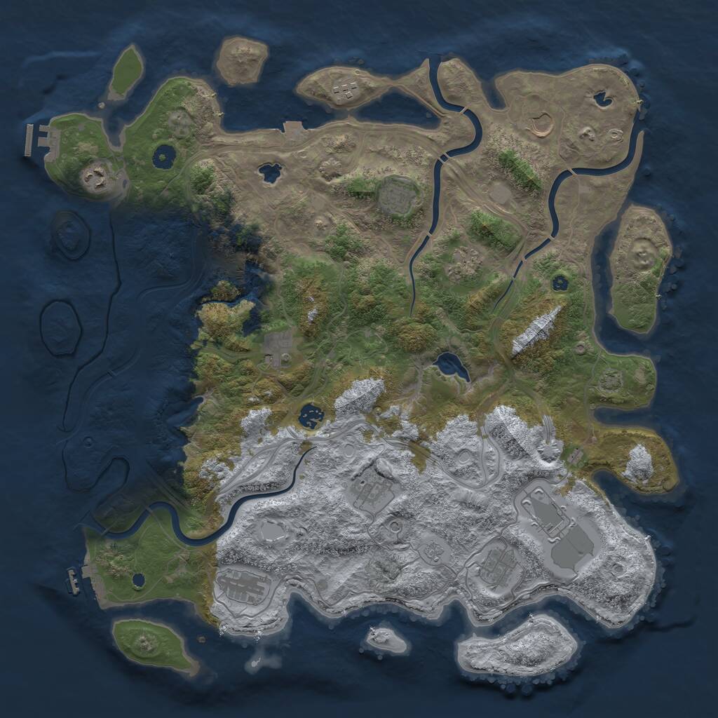 Rust Map: Procedural Map, Size: 4500, Seed: 974278, 17 Monuments