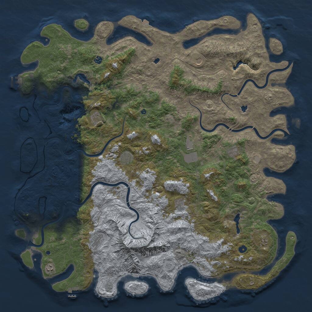 Rust Map: Procedural Map, Size: 6000, Seed: 754308, 17 Monuments