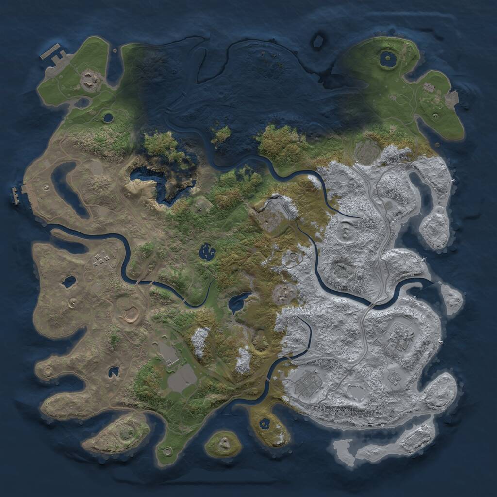 Rust Map: Procedural Map, Size: 4500, Seed: 3864056, 15 Monuments