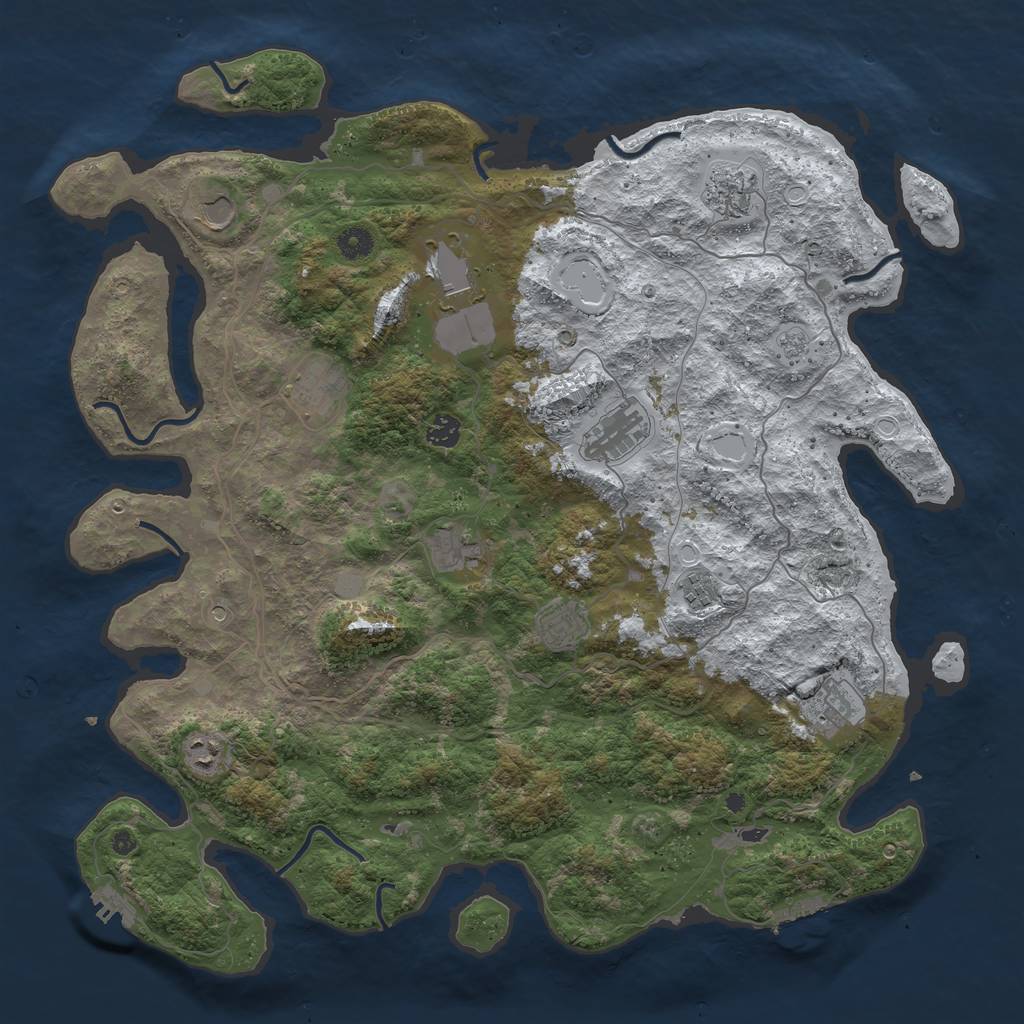 Rust Map: Procedural Map, Size: 4500, Seed: 2147076, 20 Monuments