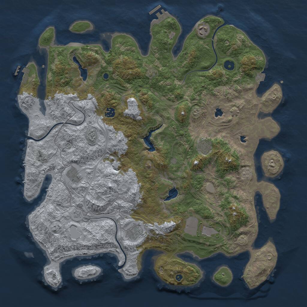 Rust Map: Procedural Map, Size: 4500, Seed: 2043514, 13 Monuments
