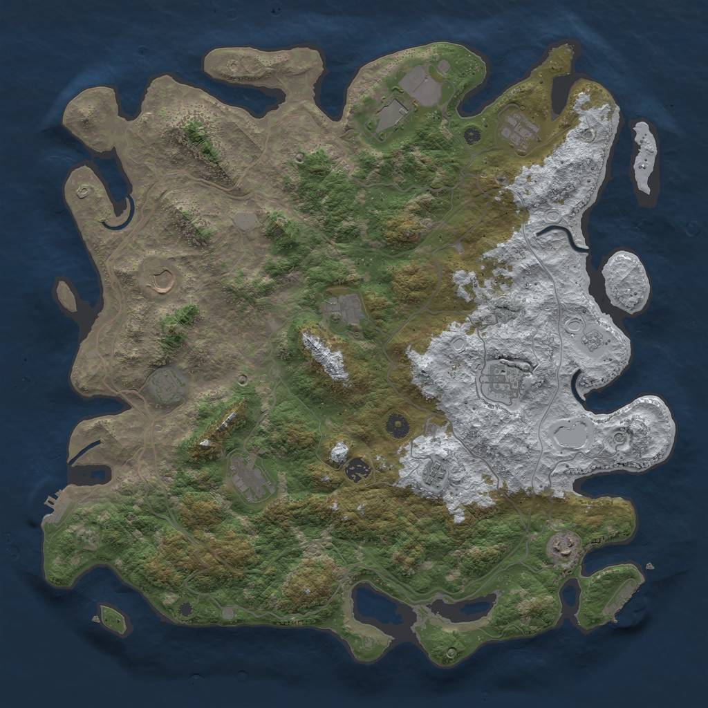 Rust Map: Procedural Map, Size: 4500, Seed: 5350378, 19 Monuments