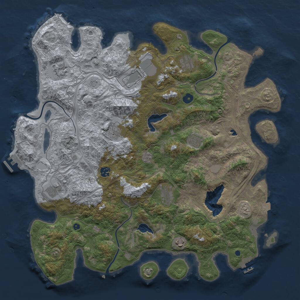 Rust Map: Procedural Map, Size: 4500, Seed: 2733866, 16 Monuments