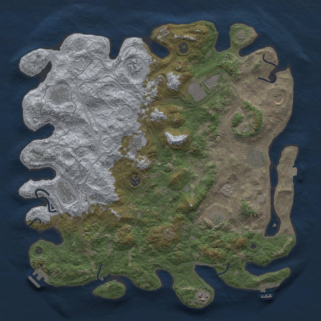 Rust Map: Procedural Map, Size: 4500, Seed: 4320883, 17 Monuments