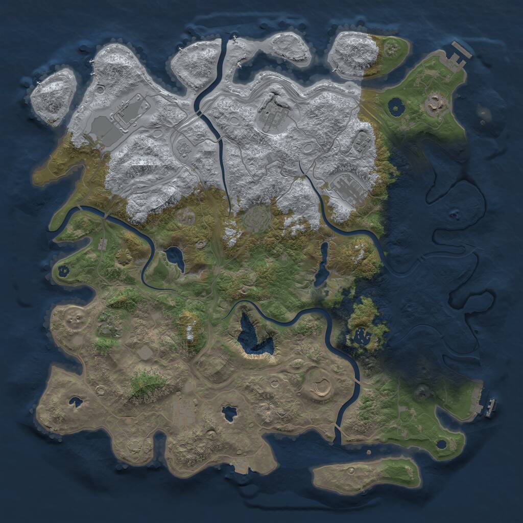 Rust Map: Procedural Map, Size: 4500, Seed: 3338417, 16 Monuments