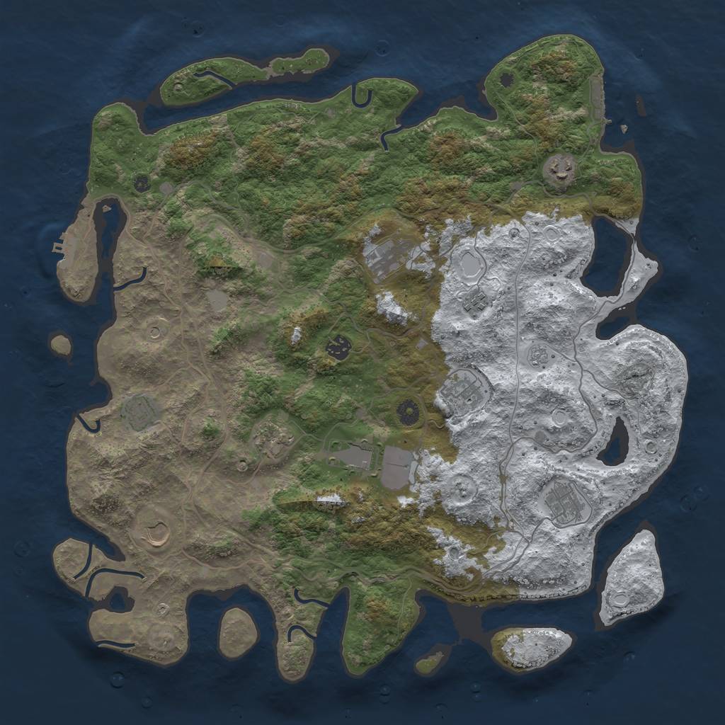 Rust Map: Procedural Map, Size: 4500, Seed: 852928, 19 Monuments