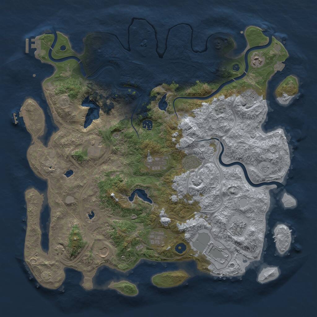 Rust Map: Procedural Map, Size: 4500, Seed: 135623, 17 Monuments