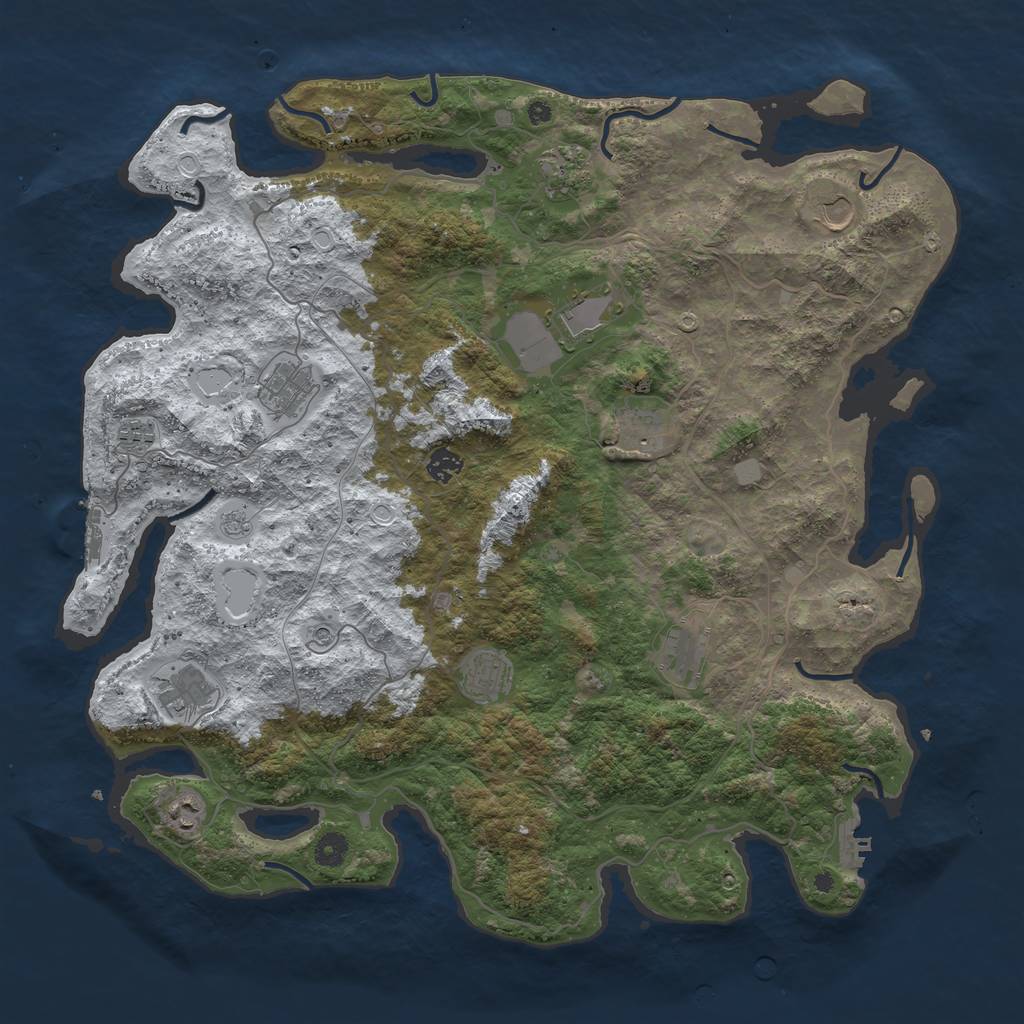 Rust Map: Procedural Map, Size: 4500, Seed: 4345334, 20 Monuments