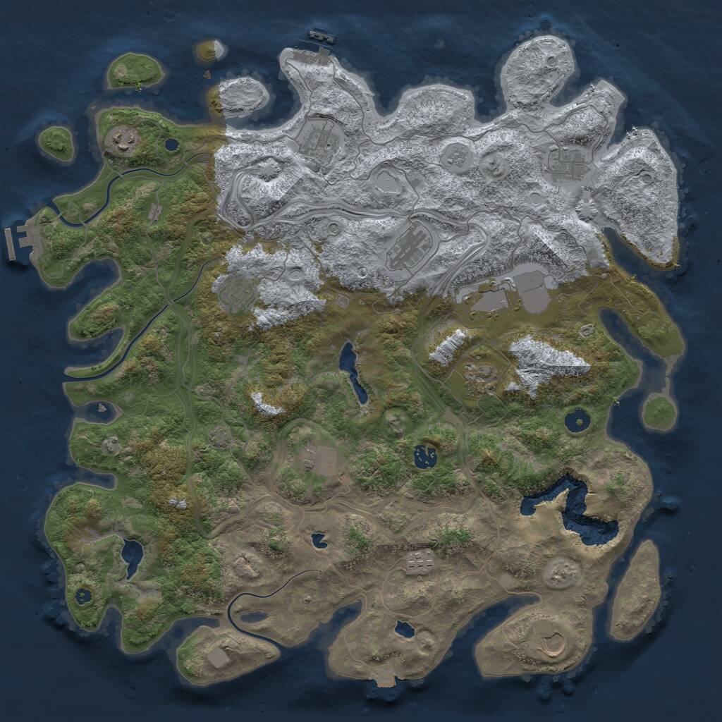 Rust Map: Procedural Map, Size: 4500, Seed: 4388859, 17 Monuments