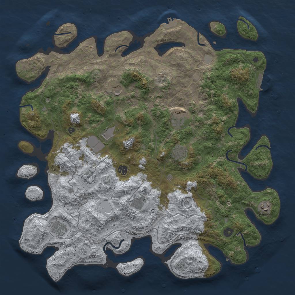 Rust Map: Procedural Map, Size: 4500, Seed: 4179174, 19 Monuments