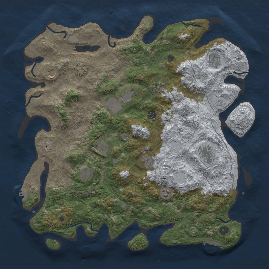 Rust Map: Procedural Map, Size: 4500, Seed: 5258227, 20 Monuments