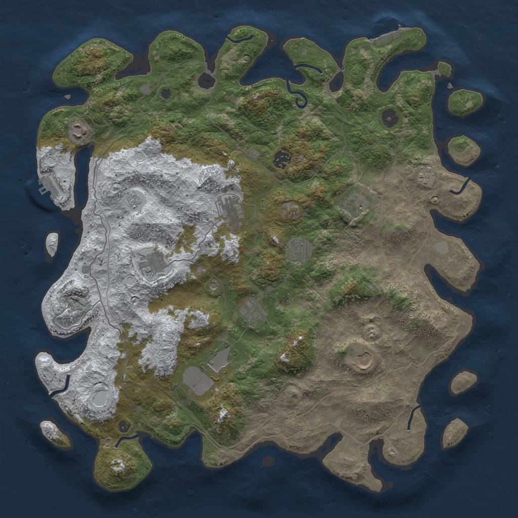 Rust Map: Procedural Map, Size: 4500, Seed: 3629739, 19 Monuments