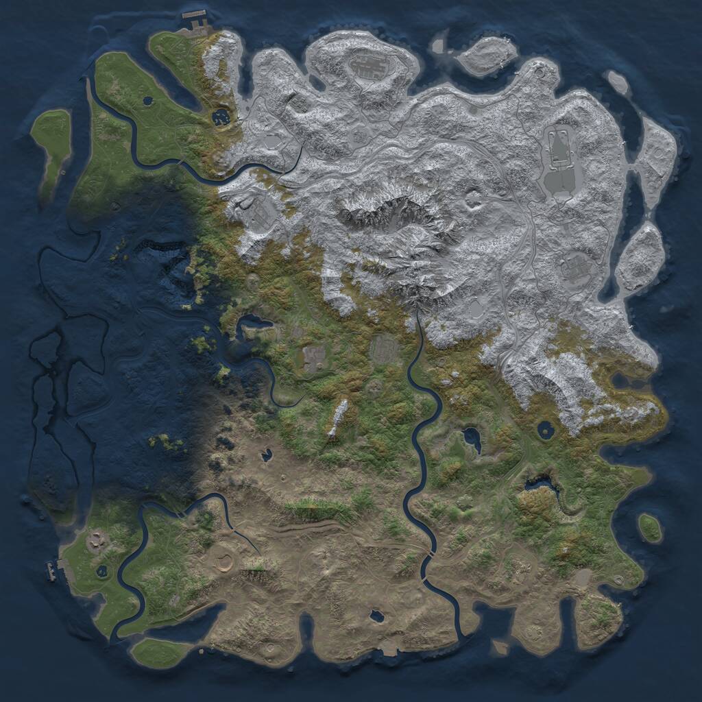 Rust Map: Procedural Map, Size: 6000, Seed: 552555, 17 Monuments