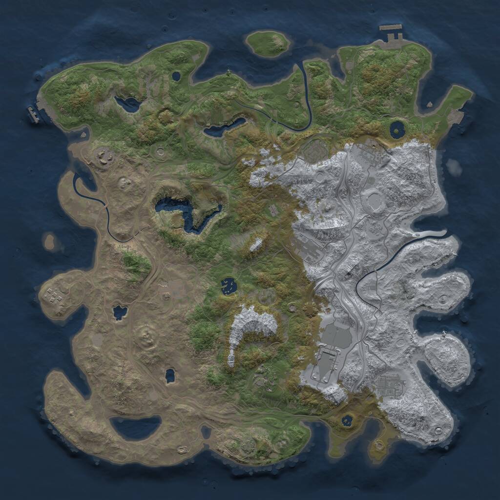 Rust Map: Procedural Map, Size: 4500, Seed: 760647, 16 Monuments