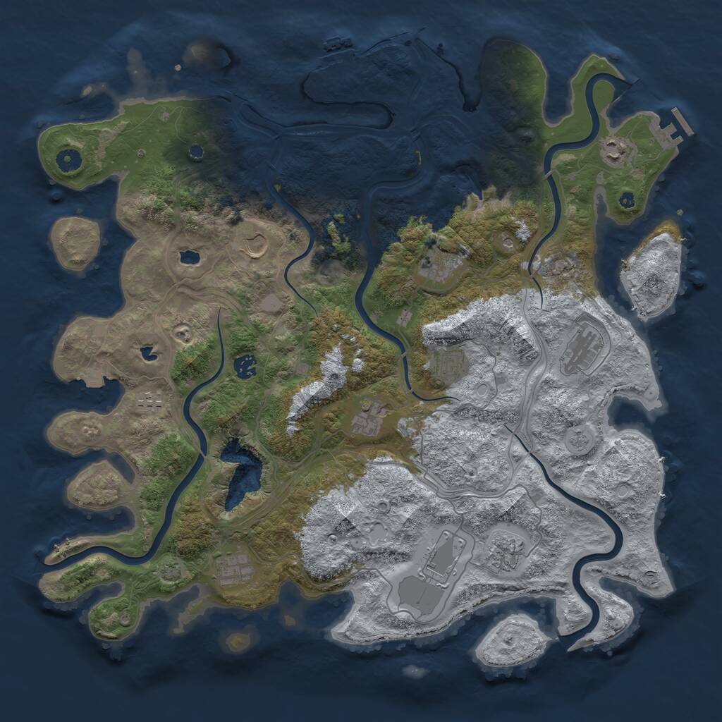 Rust Map: Procedural Map, Size: 4500, Seed: 2591681, 17 Monuments