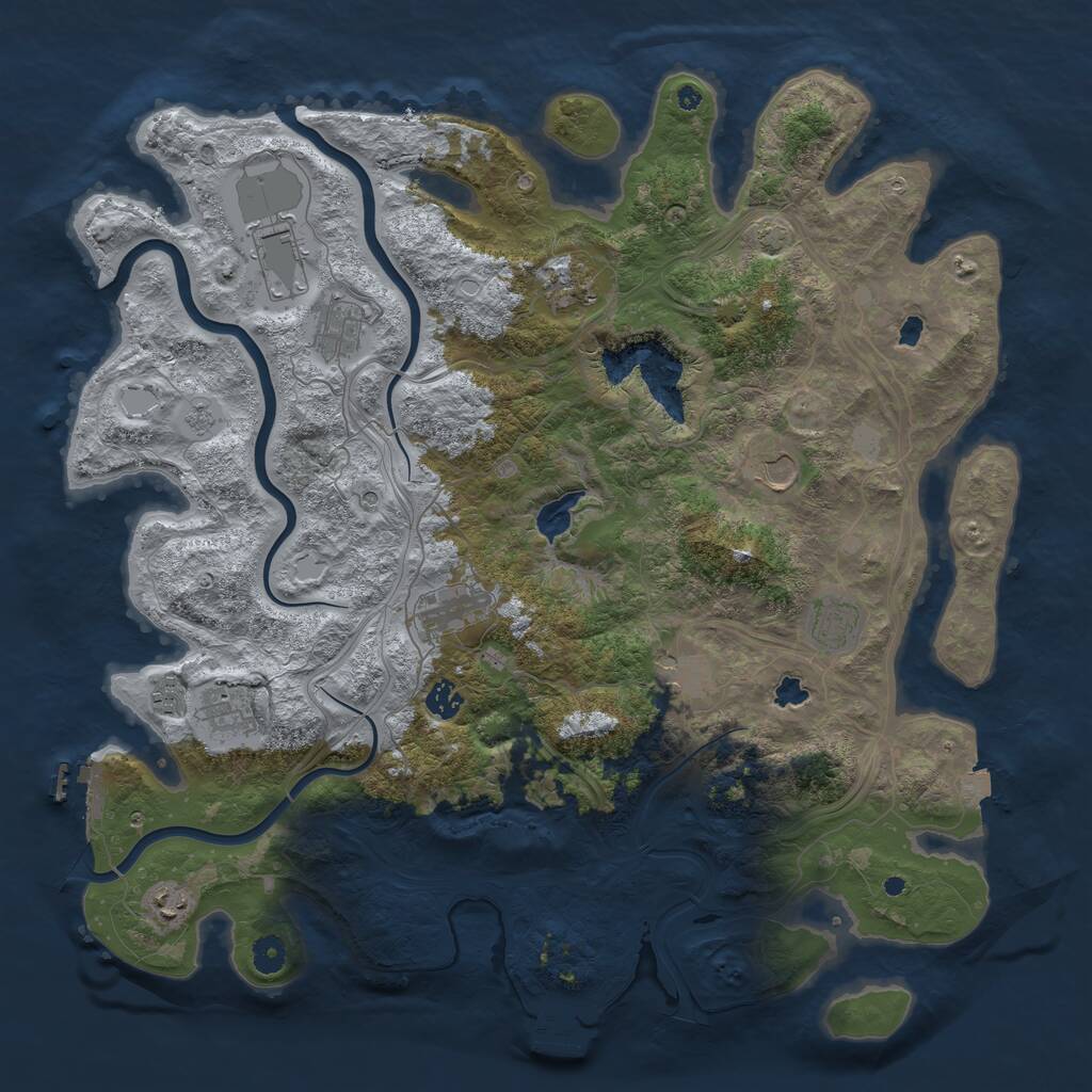 Rust Map: Procedural Map, Size: 4500, Seed: 2444051, 17 Monuments