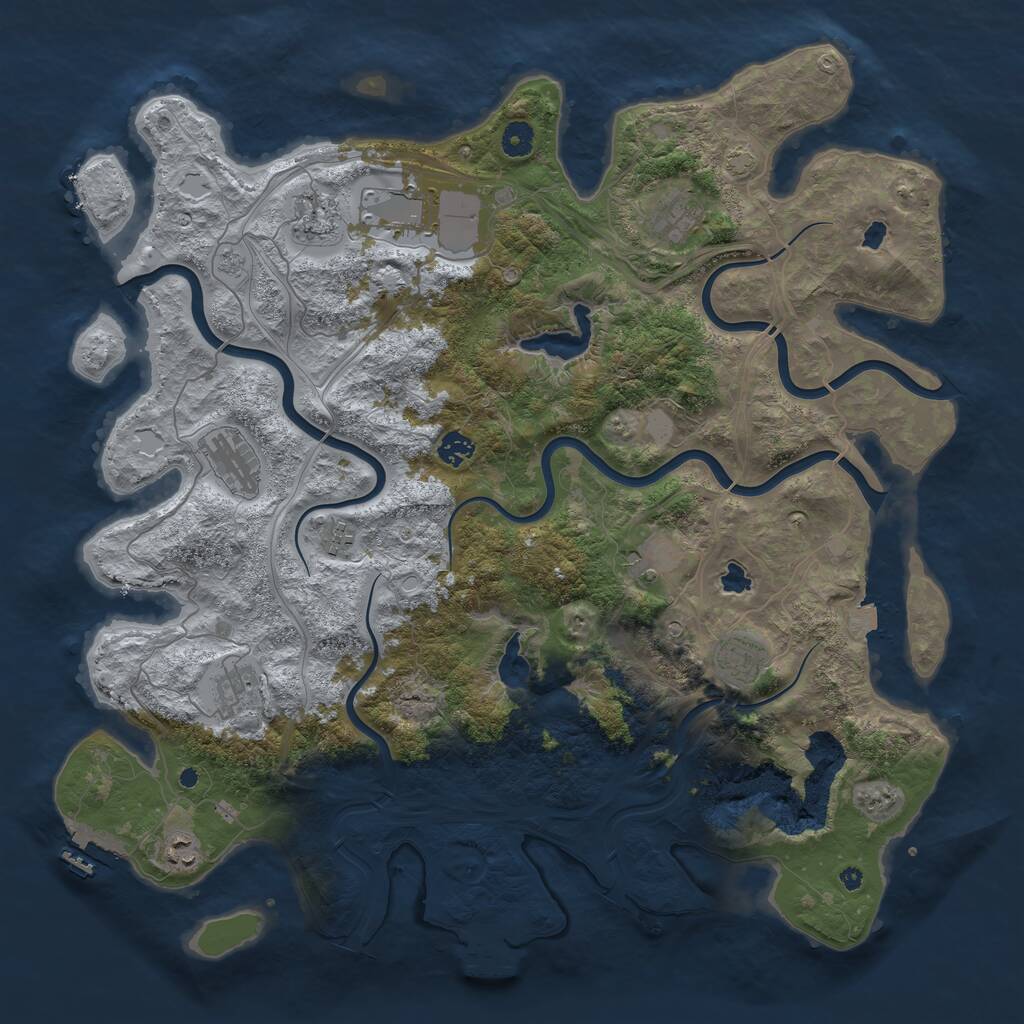 Rust Map: Procedural Map, Size: 4500, Seed: 2235179, 16 Monuments